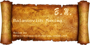 Balassovich Maxima névjegykártya